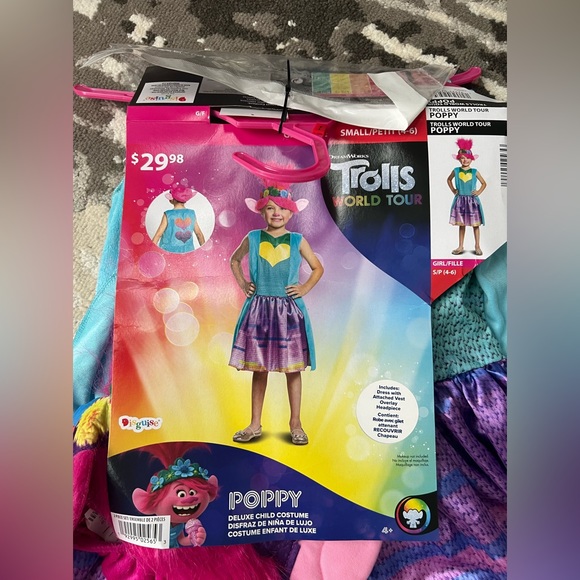New trolls toddler girl princess poppy costume size 4-6 - Picture 4 of 5
